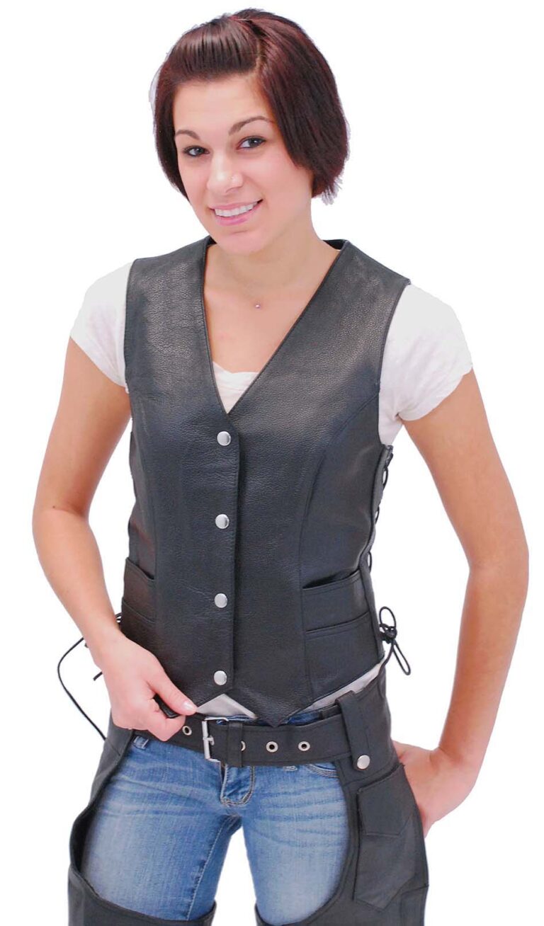 leather biker vest for women